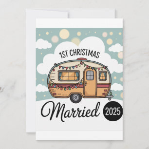 Our First Christmas Married 2025 Retro Camper Invitation