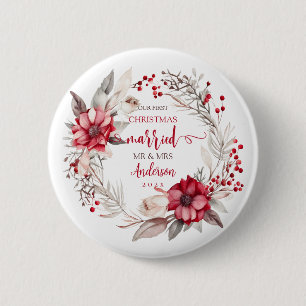 Our first Christmas Married 6 Cm Round Badge