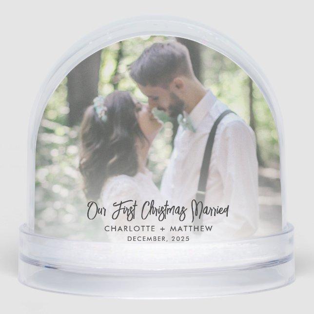 Our First Christmas Married and Merry Photos Snowglobe (Front)