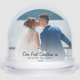 Our First Christmas Married and Merry Photos Snowglobe