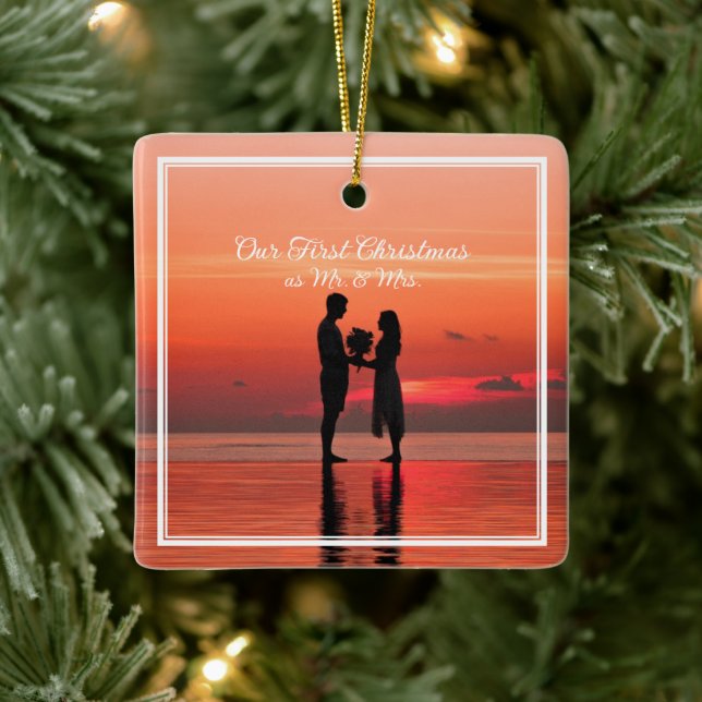 Our First Christmas Married Ceramic Ornament (Tree)