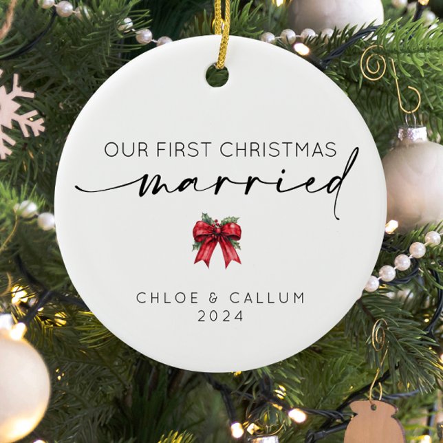 Our First Christmas Married  Ceramic Tree Decoration (Our first christmas married ornament)