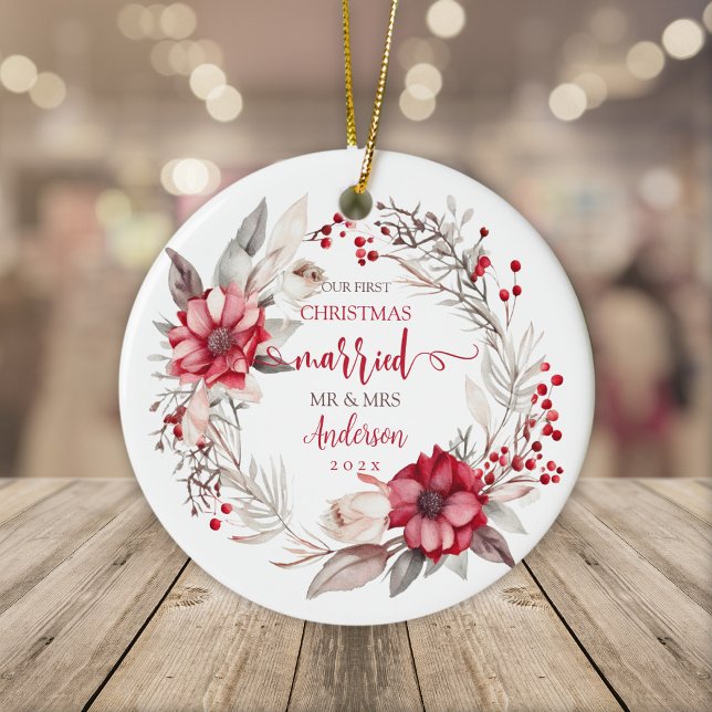 Our first Christmas Married Ceramic Tree Decoration (Our first Christmas married ornament. )