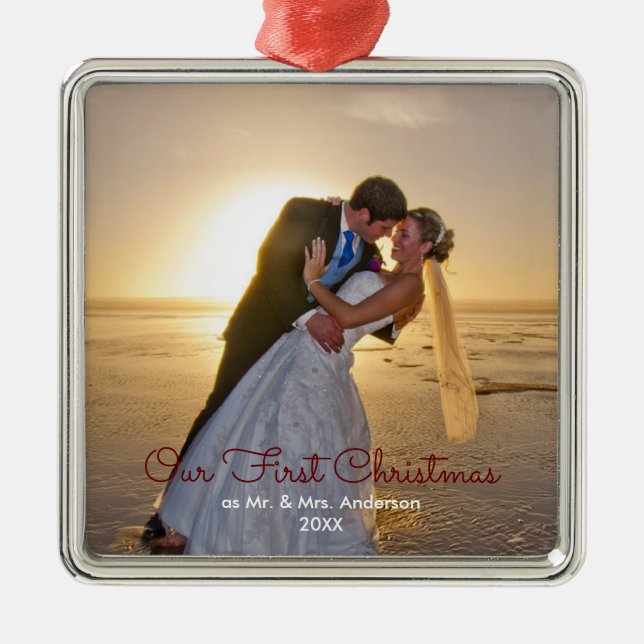 Our First Christmas Married Couple Metal Tree Decoration (Front)