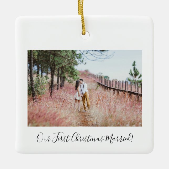 Our First Christmas Married Customizable Christmas Ceramic Ornament (Front)