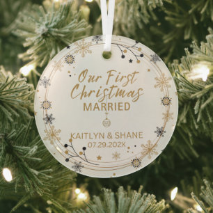 Our First Christmas Married Glass Tree Decoration