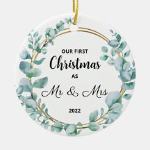 Our First Christmas Married Merry Ceramic Ornament