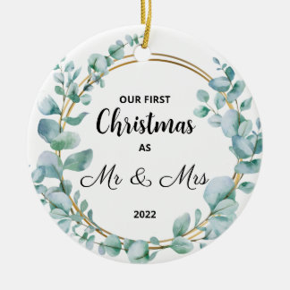 Our First Christmas Married Merry Ceramic Ornament