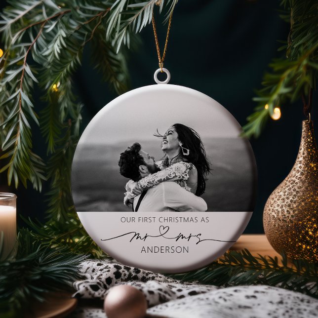 Our First Christmas Married Mr and Mrs Photo  Ceramic Tree Decoration (Creator Uploaded)