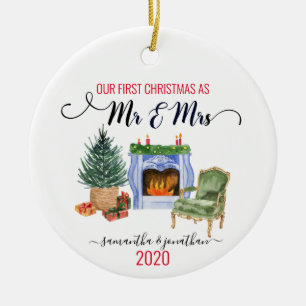 Our First Christmas Married Mr Mrs Home Ceramic Tree Decoration