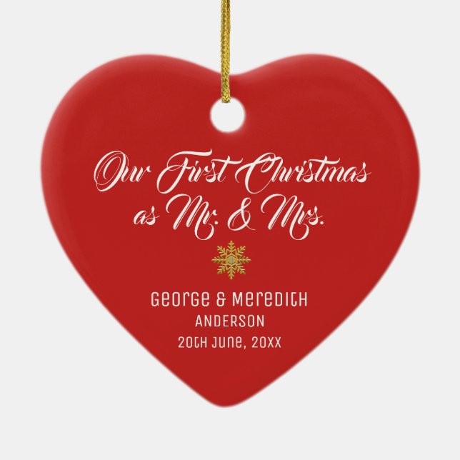 Our First Christmas Married Mr. & Mrs. Ornament (Back)