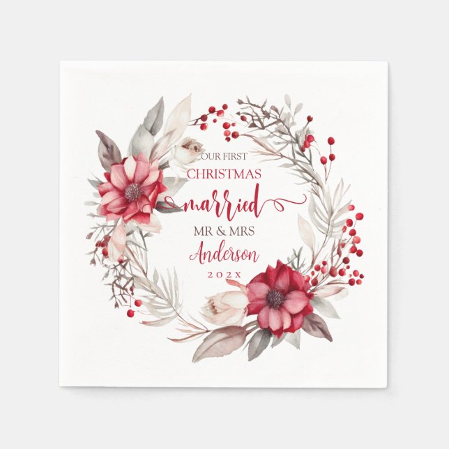 Our first Christmas Married Napkin (Front)