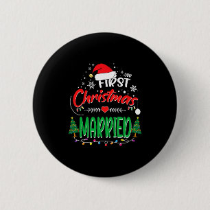Our First Christmas Married Newlywed Mr And Mrs  6 Cm Round Badge