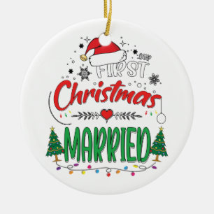 Our First Christmas Married Newlywed Mr and Mrs Ceramic Tree Decoration