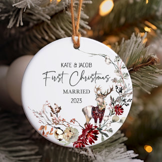 Our First Christmas Married Ornament Deer