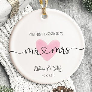 Our First Christmas Married Ornament Mr&Mrs Heart