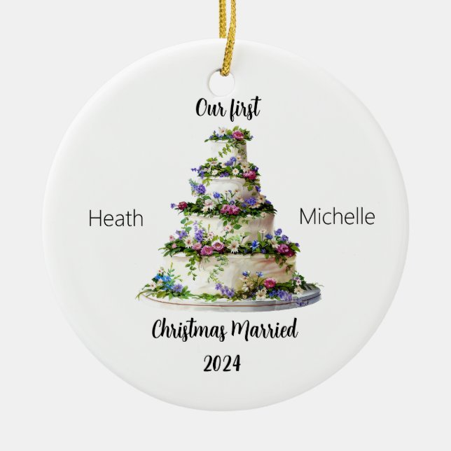 Our First Christmas Married Personalised Ornament (Front)