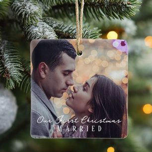 Our First Christmas Married Personalised Photo Ceramic Ornament