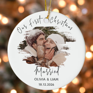 Our First Christmas Married Personalized Newlyweds Ceramic Tree Decoration