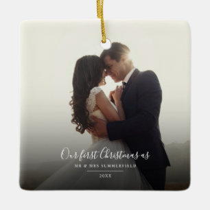 Our First Christmas Married Photo Keepsake Ceramic Ornament