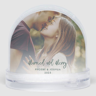 Our First Christmas Married Wedding Photos Custom Snowglobe
