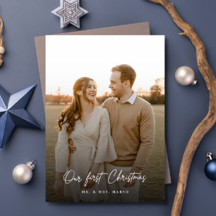 Our First Christmas Minimal Newlywed Photo Holiday Card