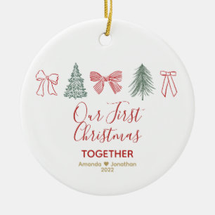 Our First Christmas Minimalist Bow & Tree Ceramic Tree Decoration