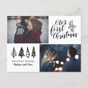 Our First Christmas Modern Two Holiday Photo Postcard