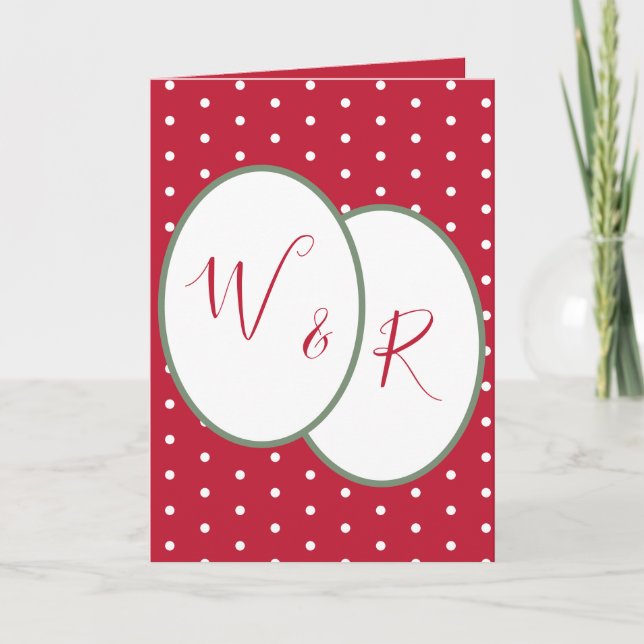 Our First Christmas | Monogrammed Red and White  Holiday Card (Front)