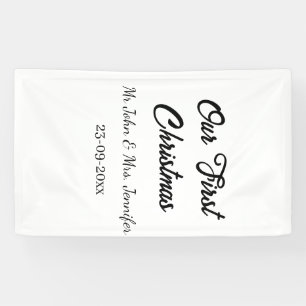 Our first Christmas Mr and Mrs couple name date Banner
