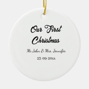 Our first Christmas Mr and Mrs couple name date Ceramic Tree Decoration