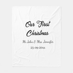 Our first Christmas Mr and Mrs couple name date Fleece Blanket