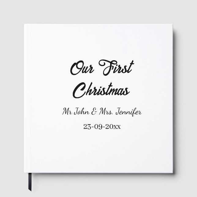 Our first Christmas Mr and Mrs couple name date Guest Book (Front)