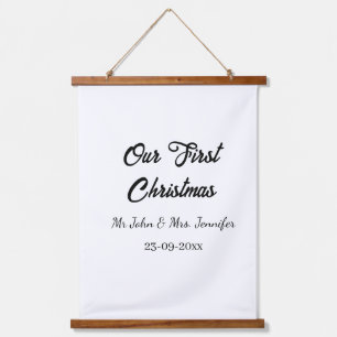 Our first Christmas Mr and Mrs couple name date Hanging Tapestry