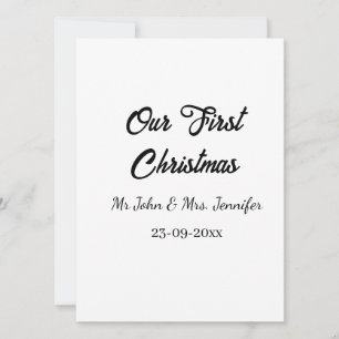 Our first Christmas Mr and Mrs couple name date Holiday Card