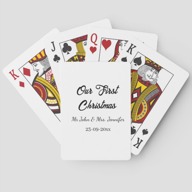 Our first Christmas Mr and Mrs couple name date Playing Cards (Back)