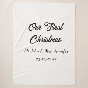 Our first Christmas Mr and Mrs couple name date Sherpa Blanket