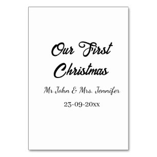 Our first Christmas Mr and Mrs couple name date Table Number