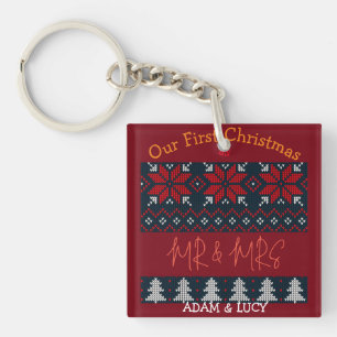 Our first Christmas Mr. and Mrs. /Couple newlywed  Key Ring