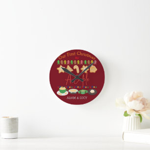 Our first Christmas Mr. and Mrs. /Couple newlywed  Round Clock