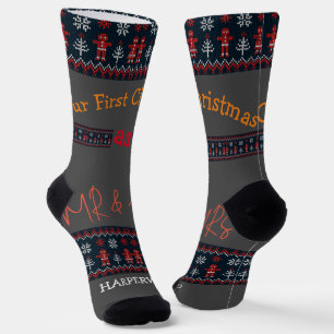 Our first Christmas Mr and Mrs / Couple newlywed  Socks