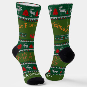 Our first Christmas Mr and Mrs / Couple newlywed  Socks