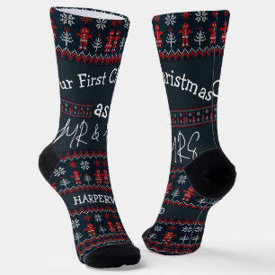 Our first Christmas Mr and Mrs / Couple newlywed  Socks