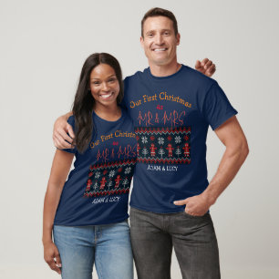 Our first Christmas Mr. and Mrs. /Couple newlywed  T-Shirt