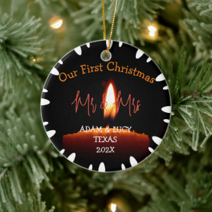 Our first Christmas Mr. and Mrs. newlywed Candle Ceramic Tree Decoration