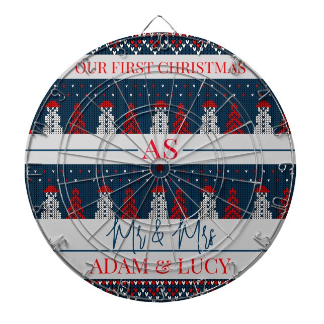 Our first Christmas Mr and Mrs | newlywed  Dartboard (Front)