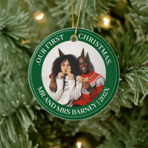 Our first Christmas Mr. and Mrs. newlywed elegant Ceramic Tree Decoration