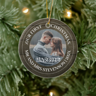 Our first Christmas Mr. and Mrs. newlywed elegant Ceramic Tree Decoration