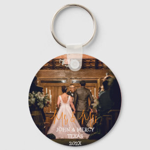 Our first Christmas Mr. and Mrs. newlywed elegant Key Ring