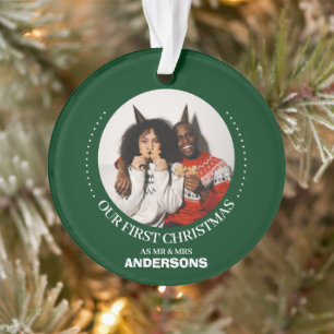 Our first Christmas Mr. and Mrs. newlywed elegant Ornament